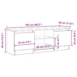 Meuble TV chêne noir 102x30x36 cm bois d'ingénierie – Image 10