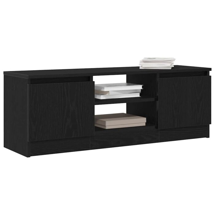 Meuble TV chêne noir 102x30x36 cm bois d'ingénierie – Image 2