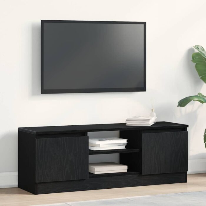 Meuble TV chêne noir 102x30x36 cm bois d'ingénierie – Image 1