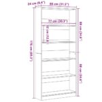 Bibliothèque chêne noir 80x24x176 cm bois d'ingénierie – Image 7