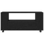 Meuble TV avec roulettes chêne noir bois d'ingénierie – Image 4