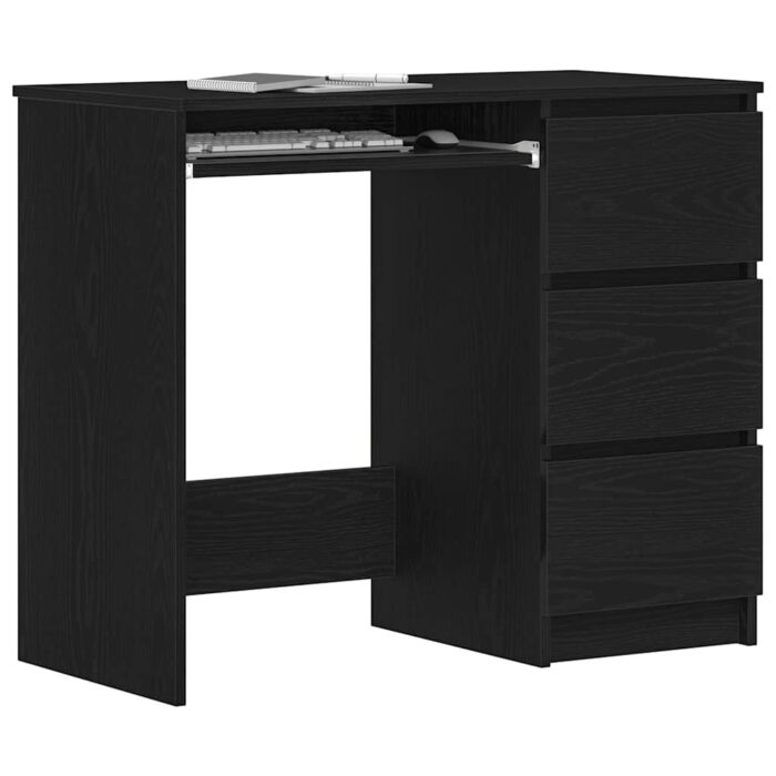 Bureau chêne noir 90x45x76 cm bois d'ingénierie – Image 2