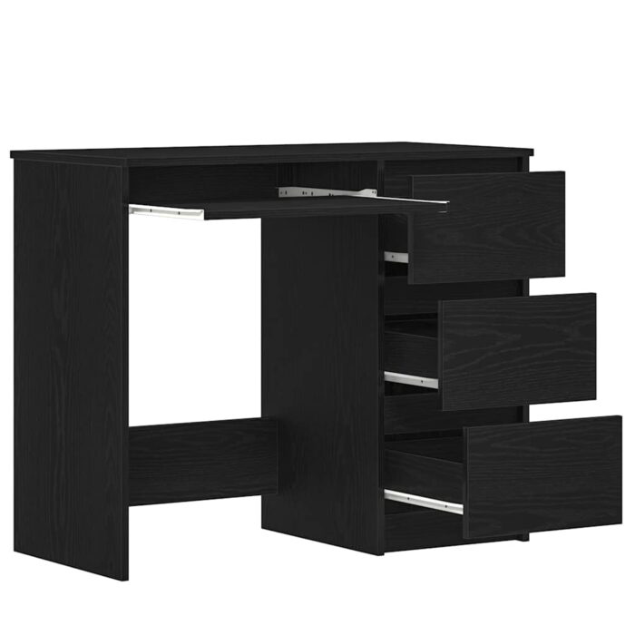 Bureau chêne noir 90x45x76 cm bois d'ingénierie – Image 3