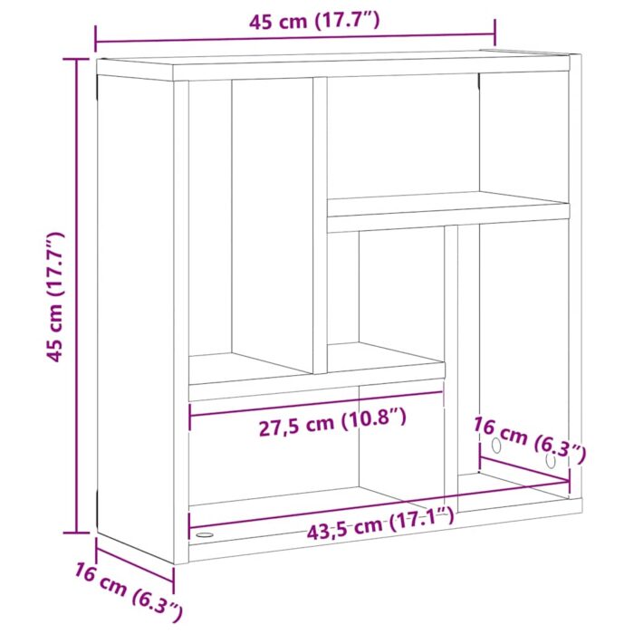 Étagère murale chêne noir 45x16x45 cm bois d'ingénierie – Image 9