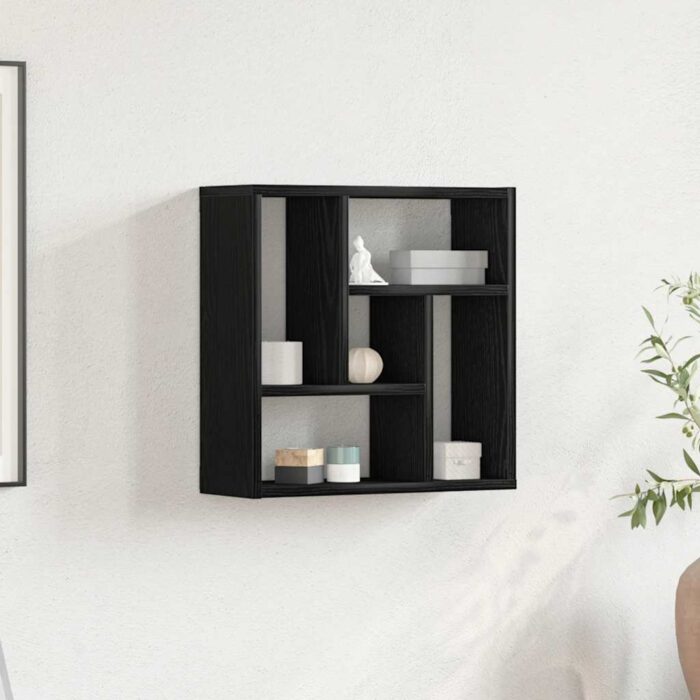 Étagère murale chêne noir 45x16x45 cm bois d'ingénierie – Image 1