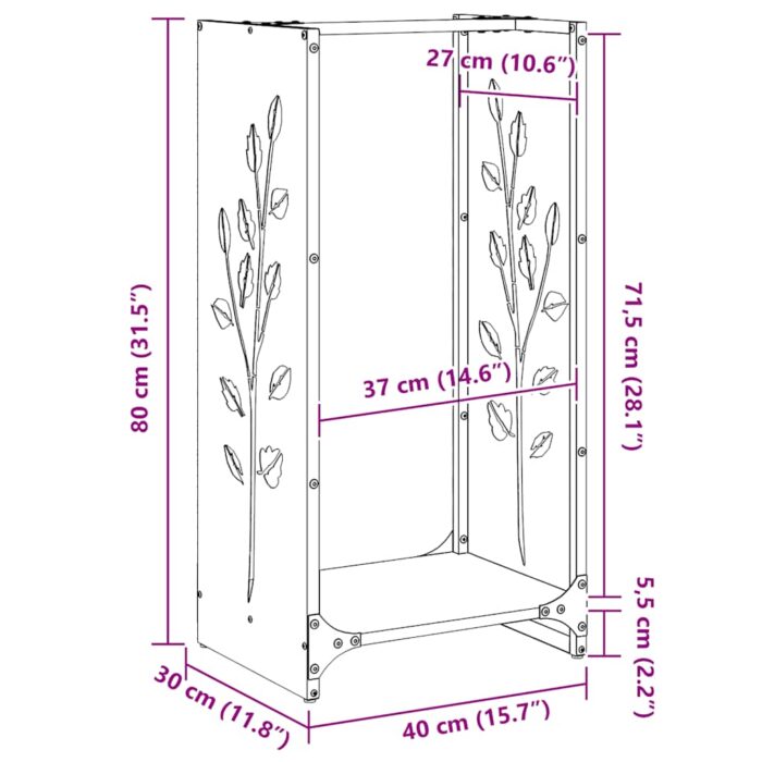 Portant de bois chauffage blanc 40x30x80 cm – Image 10