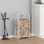 Portant de bois chauffage blanc 40x30x80 cm