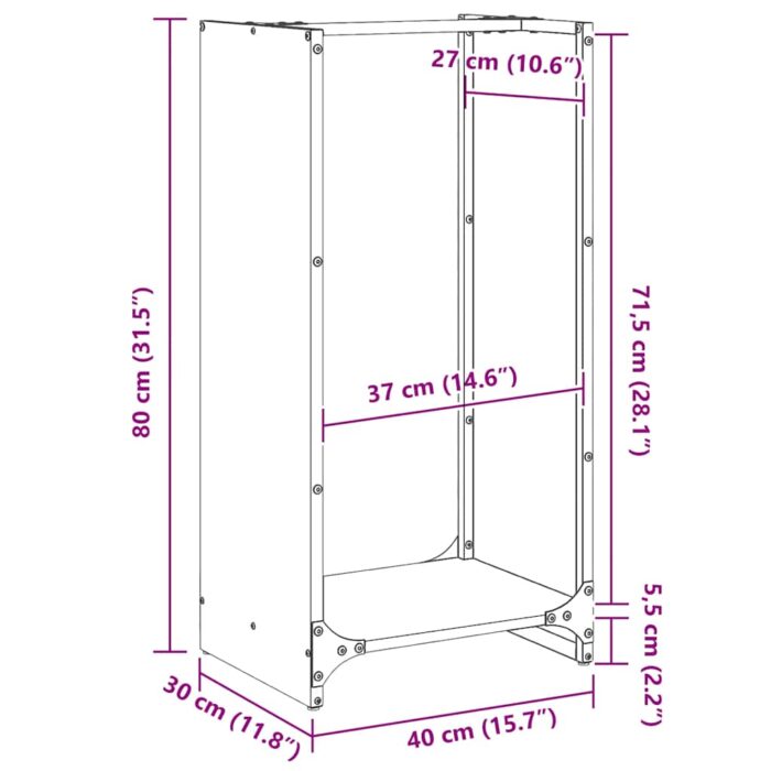 Portant de bois chauffage vert olive 40x30x80 cm – Image 9