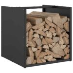 Portant de bois chauffage noir 40x40x40 cm – Image 2