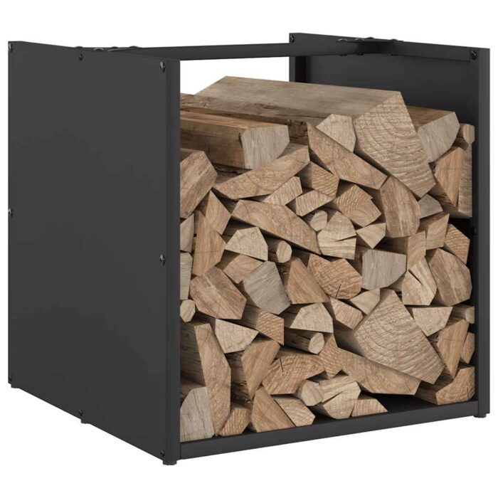 Portant de bois chauffage noir 40x40x40 cm – Image 2