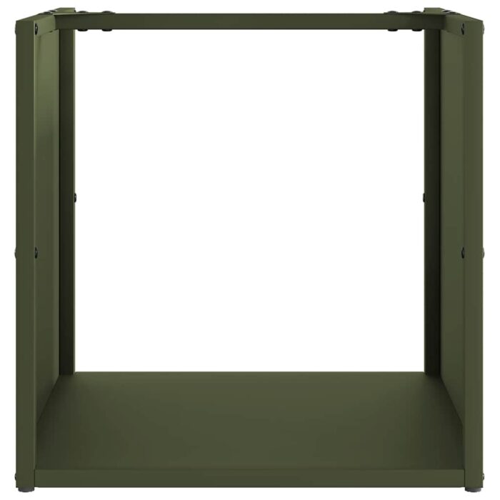Portant de bois chauffage vert olive 40x40x40 cm – Image 3