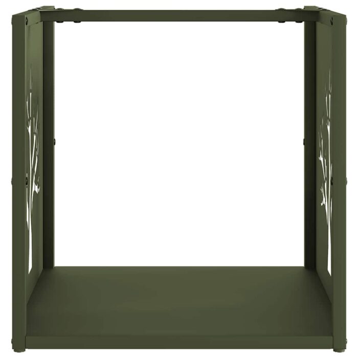 Portant de bois chauffage vert olive 40x40x40 cm – Image 3