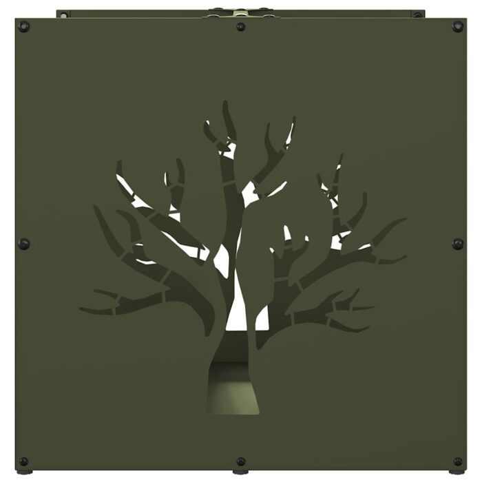 Portant de bois chauffage vert olive 40x40x40 cm – Image 4