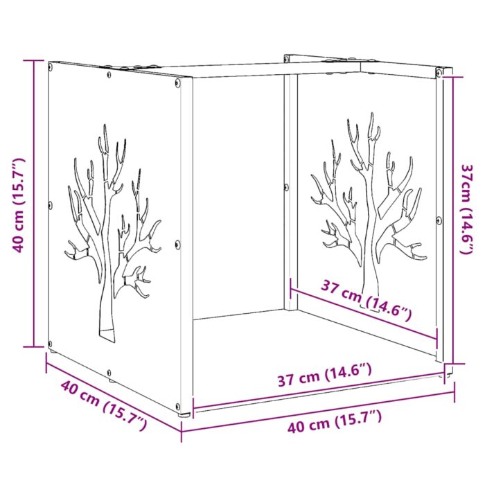 Portant de bois de chauffage 40x40x40 cm acier inoxydable – Image 10