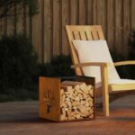 Étagère à bois 40x40x40 cm acier résistant aux intempéries