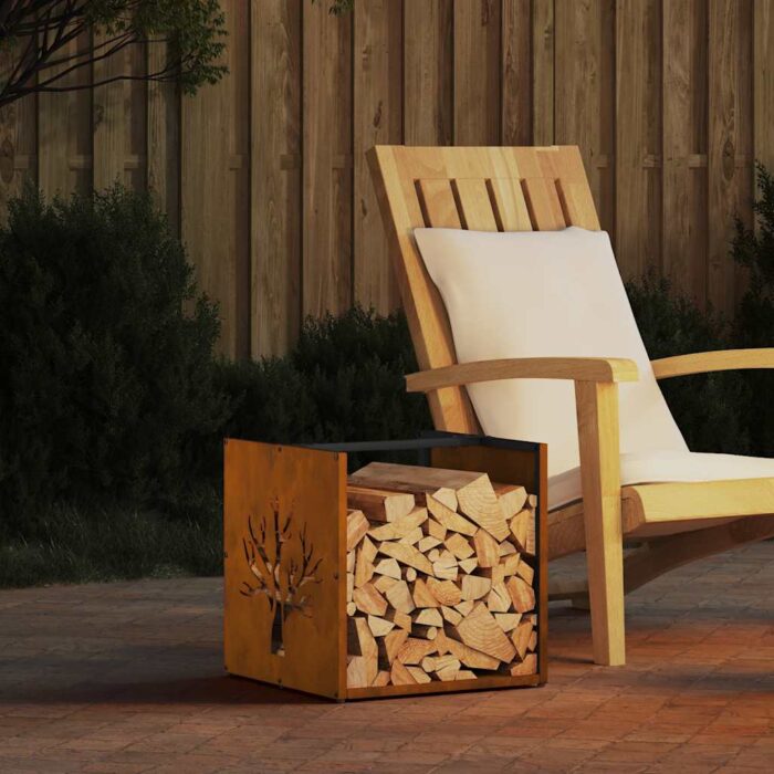 Étagère à bois 40x40x40 cm acier résistant aux intempéries – Image 1