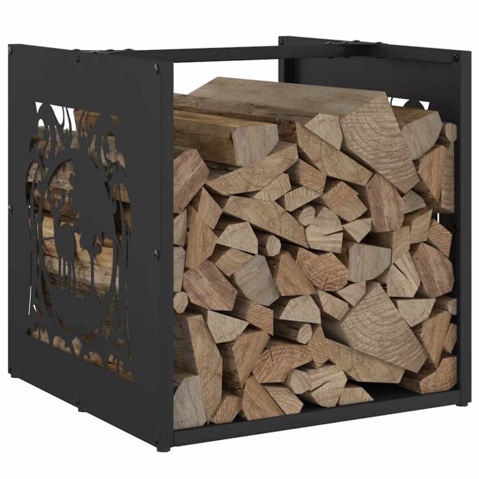Portant de bois chauffage noir 40x40x40 cm – Image 2