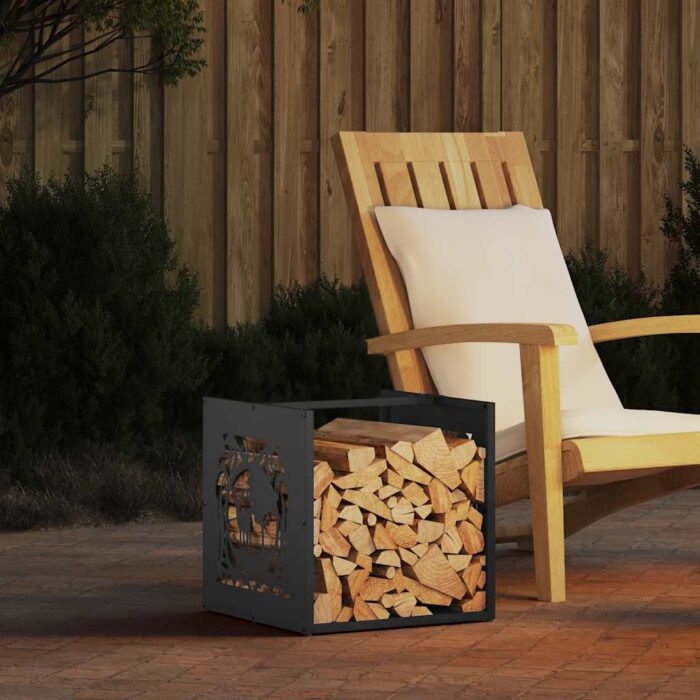 Portant de bois chauffage noir 40x40x40 cm – Image 1