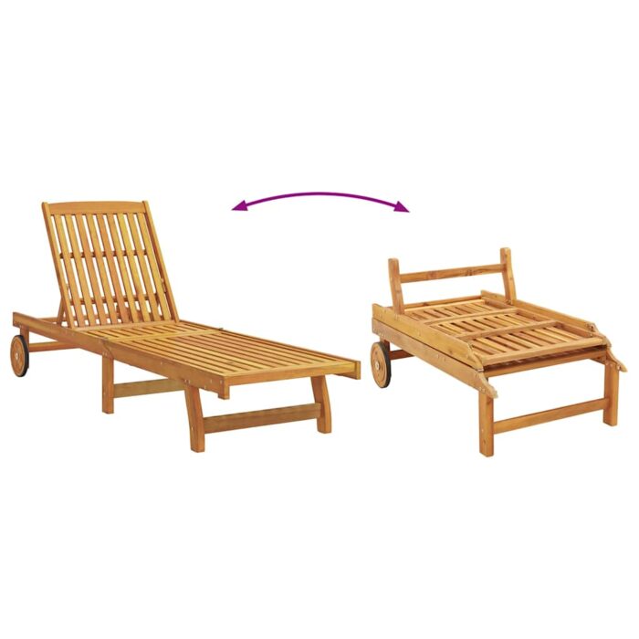 Chaises longues lot de 2 Bois d'acacia solide – Image 3