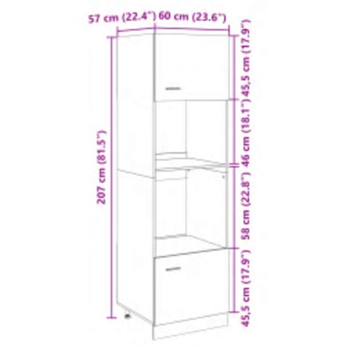 Armoire à micro-ondes "Lyon" Chêne sonoma 60x57x207 cm – Image 11