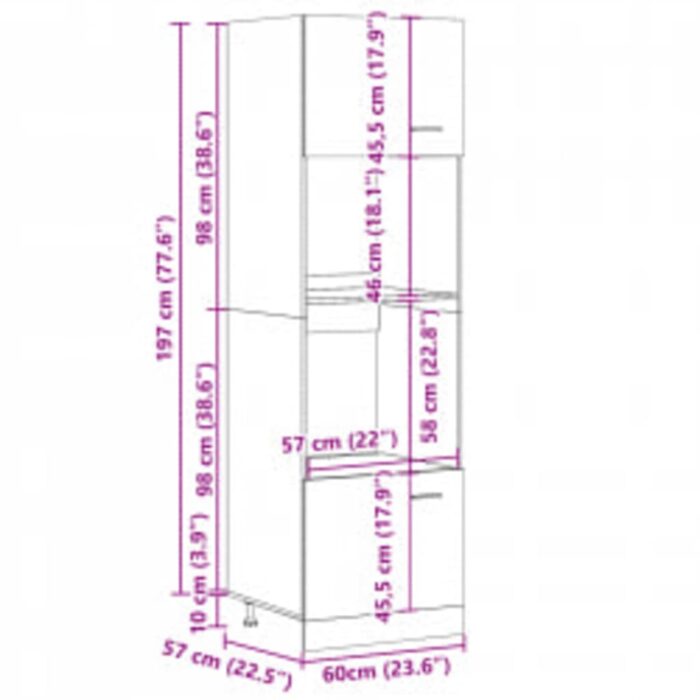 Armoire à micro-ondes "Lyon" vieux bois 60x57x207 cm – Image 12